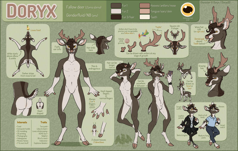 Full Reference - 3 fullbodies, 2 portraits, 1 mini with 2 outfits, various close-ups/details/doodles